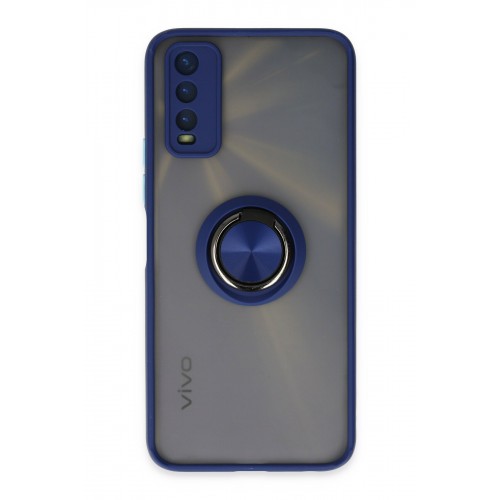 Newface Vivo Y11S Kılıf Montreal Yüzüklü Silikon Kapak - Lacivert