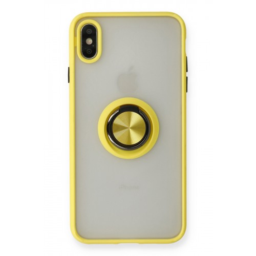 Newface iPhone X Kılıf Montreal Yüzüklü Silikon Kapak - Sarı Newface iPhone X Kılıf Montreal Yüzüklü Silikon Kapak - Sarı