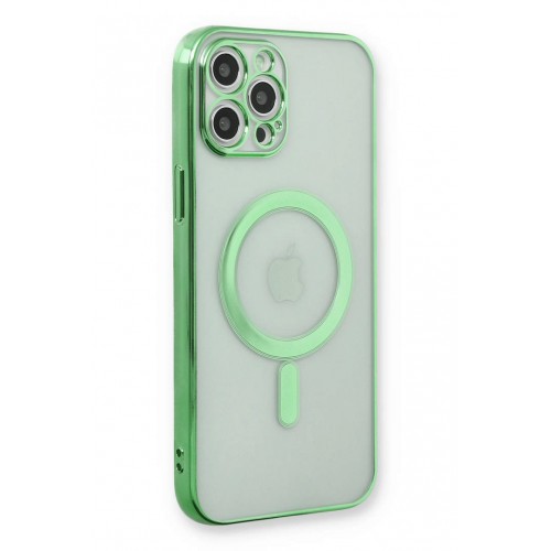 Newface iPhone 12 Pro Max Kılıf Magneticsafe Lazer Silikon - Haki Yeşil
