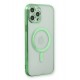 Newface iPhone 12 Pro Max Kılıf Magneticsafe Lazer Silikon - Haki Yeşil