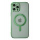 Newface iPhone 12 Pro Max Kılıf Magneticsafe Lazer Silikon - Haki Yeşil