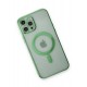 Newface iPhone 12 Pro Max Kılıf Magneticsafe Lazer Silikon - Haki Yeşil