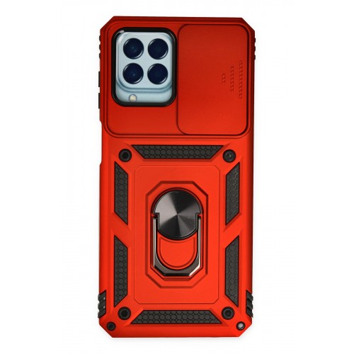 Newface Samsung Galaxy M33 Kılıf Pars Lens Yüzüklü Silikon - Kırmızı Newface Samsung Galaxy M33 Kılıf Pars Lens Yüzüklü Silikon - Kırmızı