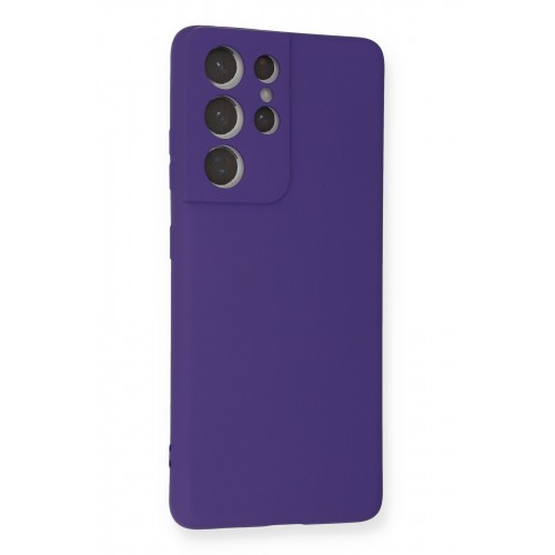 Newface Samsung Galaxy S21 Ultra Kılıf Nano içi Kadife Silikon - Mor Newface Samsung Galaxy S21 Ultra Kılıf Nano içi Kadife Silikon - Mor