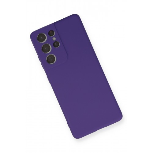 Newface Samsung Galaxy S21 Ultra Kılıf Nano içi Kadife Silikon - Mor Newface Samsung Galaxy S21 Ultra Kılıf Nano içi Kadife Silikon - Mor