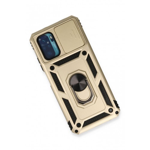 Newface Xiaomi Redmi Note 10 Kılıf Pars Lens Yüzüklü Silikon - Gold Newface Xiaomi Redmi Note 10 Kılıf Pars Lens Yüzüklü Silikon - Gold