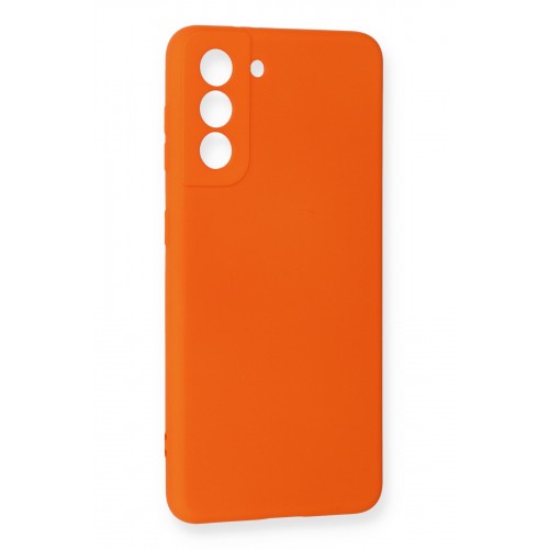 Newface Samsung Galaxy S21 FE Kılıf Nano içi Kadife Silikon - Turuncu Newface Samsung Galaxy S21 FE Kılıf Nano içi Kadife Silikon - Turuncu