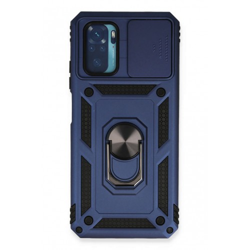 Newface Xiaomi Redmi Note 10S Kılıf Pars Lens Yüzüklü Silikon - Lacivert