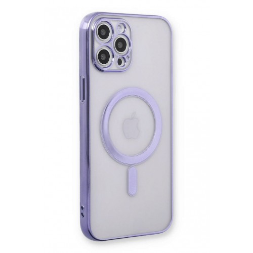 Newface iPhone 12 Pro Max Kılıf Magneticsafe Lazer Silikon - Mor