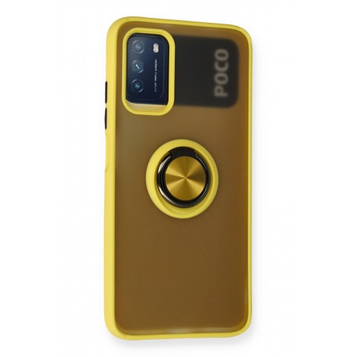 Newface Xiaomi Redmi 9T Kılıf Montreal Yüzüklü Silikon Kapak - Sarı Newface Xiaomi Redmi 9T Kılıf Montreal Yüzüklü Silikon Kapak - Sarı