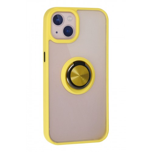 Newface iPhone 13 Kılıf Montreal Yüzüklü Silikon Kapak - Sarı Newface iPhone 13 Kılıf Montreal Yüzüklü Silikon Kapak - Sarı