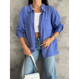 Modal Oversize Cepli Gömlek Mavi (Beden: Standart)