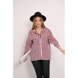 Çizgili Gömlek Bordo (Beden: M)