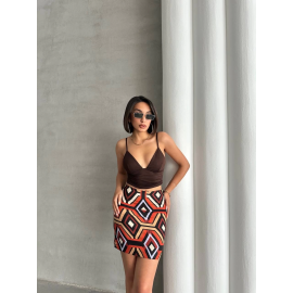 Etnik Desen Etek S25470 Kırmızı (Beden: M)