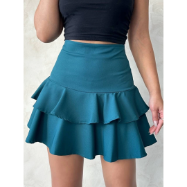 Valonlu Fırfırlı Etek Yeşil S24681 (Beden: M)