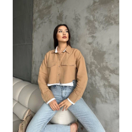 Çift Renkli Kısa Gömlek Vizonbeyaz S4021 (Beden: 38)