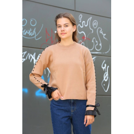 Boncuklu Bile Detaylı Kazak Vizon (Beden: Standart)