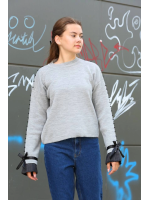 Boncuklu Bile Detaylı Kazak Gri (Beden: Standart)