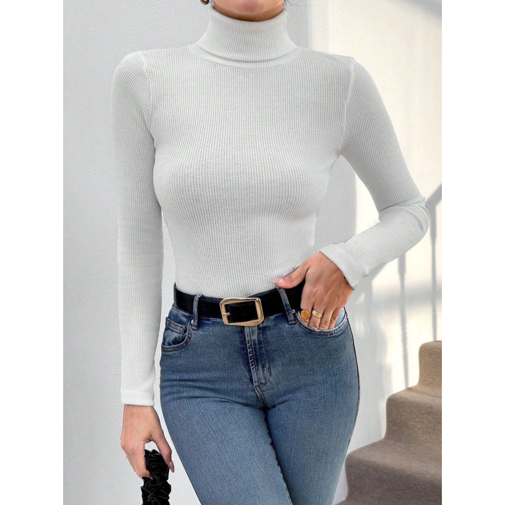 Balıkçı Yaka Dar Kesim Kaşkorse Kazak Beyaz (Beden: L)