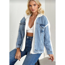 Kürklü Kot Ceket Mavi T7009 (Beden: L)