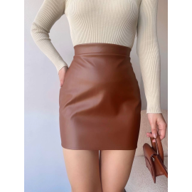 Düz Deri Etek Taba H24468 (Beden: S)