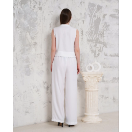 Broşlu Yelek Pantolon Takım Beyaz S255821 (Beden: M)