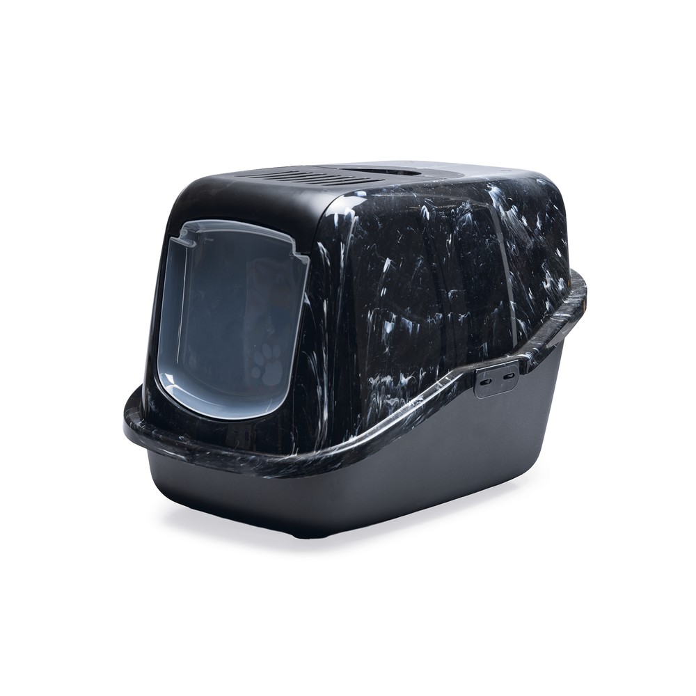 Beeztees Kapalı Kedi Tuvaleti, Koku Filtreli, Siyah Mermer Antrasit, 56x39x39cm