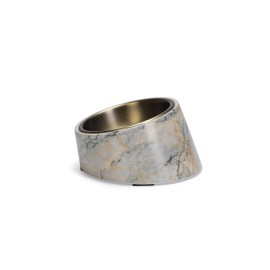 Beeztees DBL Kedi Mama Su Kabı, Paslanmaz Çelik, Bej Mermer Görünümlü, 14,5x3,3x7,6cm, 160ml