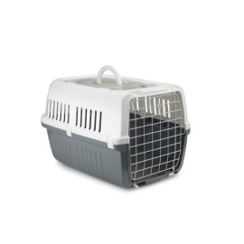 Beeztees Köpek veya Kedi Taşıma Kabı, Çift Girişli, Gri/Beyaz, 55x35x34cm