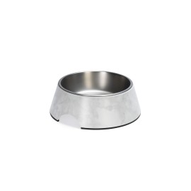 Beeztees DBL Köpek Mama Su Kabı, Mat Paslanmaz Çelik, Beyaz Mermer Görünümlü, 22cm, 700ml