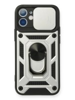 Newface iPhone 11 Kılıf Pars Lens Yüzüklü Silikon - Gümüş