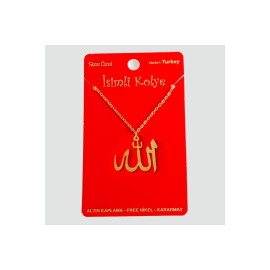 Allah Yazılı Uçlu Kolye-Sarı