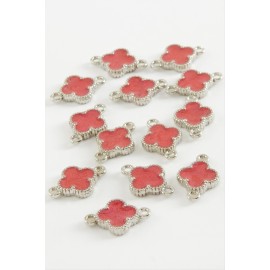 Çiçek Çift Kulplu Mineli Bileklik ve Kolye Ucu Aparatı 1 Adet-Pembe