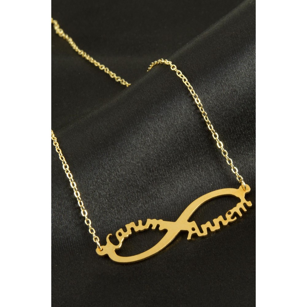 Canım Annem Plaka Sonsuz Kolye-Sarı