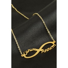 Canım Annem Plaka Sonsuz Kolye-Sarı