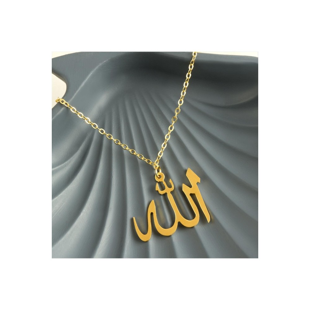 Allah Yazılı Uçlu Kolye-Sarı
