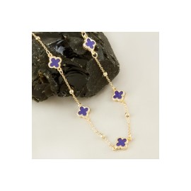 Çiçek Mineli Yeni Sezon Zincir Kolye 45 cm-Mor