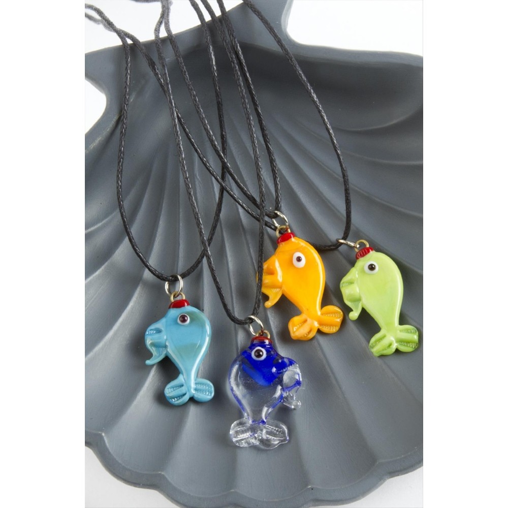 Balık Cam Kolye-Renkli