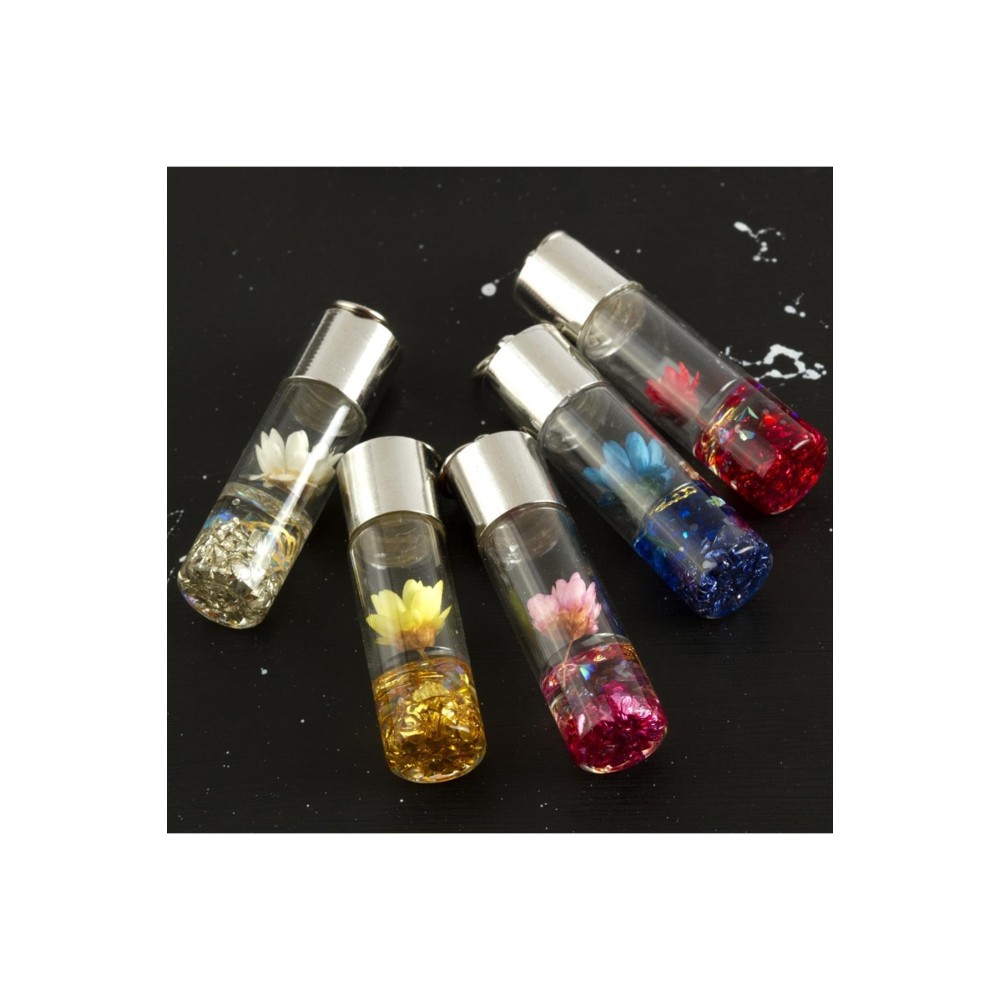 Çiçek Fanus Kolye Ucu 4  cm-Renkli