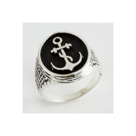 Çapa Metal Erkek Yüzük-Gümüş Rengi