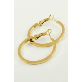 Ezme Halka Lüks Çelik Küpe 2,5 cm-Sarı