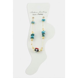 Nazar Göz Kırık Doğaltaşlı Halhal-Kırmızı