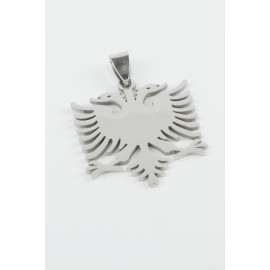 Çift Başlı Kartal Çelik Kolye Ucu 2,7 cm-Gümüş Rengi