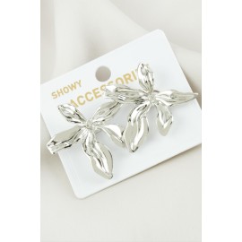 Çiçek Metal Küpe-Gümüş Rengi