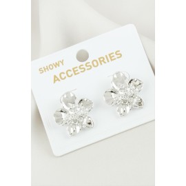 Çiçek Metal Küpe-Gümüş Rengi