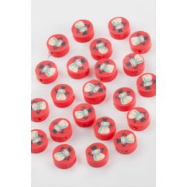 Kardan Adam Yılbaşı Fimo Boncuk 100 Adet-Kırmızı