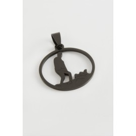 Atatürk Çelik Kolye Ucu 3 cm-Siyah