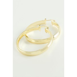 Çizgili Halka Küpe 4,5 cm-Sarı