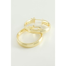 Çizgili Halka Küpe 3 cm-Sarı