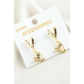 Kalp Trend Metal Küpe-Sarı